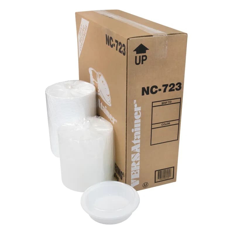 Take-Out Container Base & Lid Combo With Dome Lid 24 OZ PP White Clear Round 150/Case