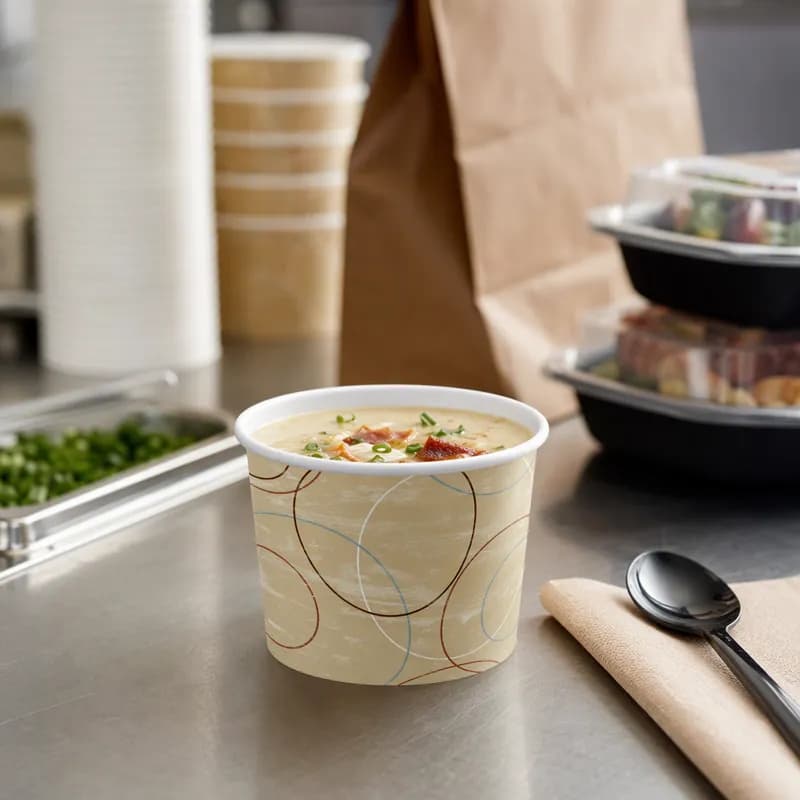 Food Container Base 10 OZ Double Wall Poly-Coated Paper Champagne Round 1000/Case