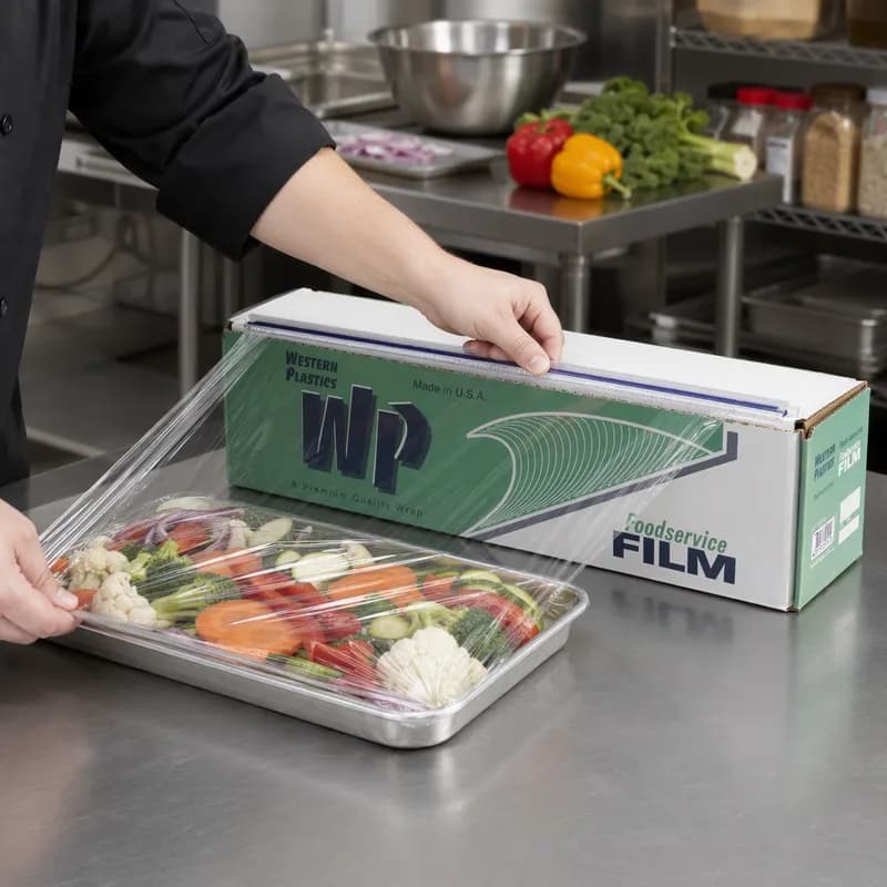 Multi-Purpose Cling Film Cutter & Roll 18IN X2000FT Plastic 35 Gauge Clear With Dispenser Box 1/Case