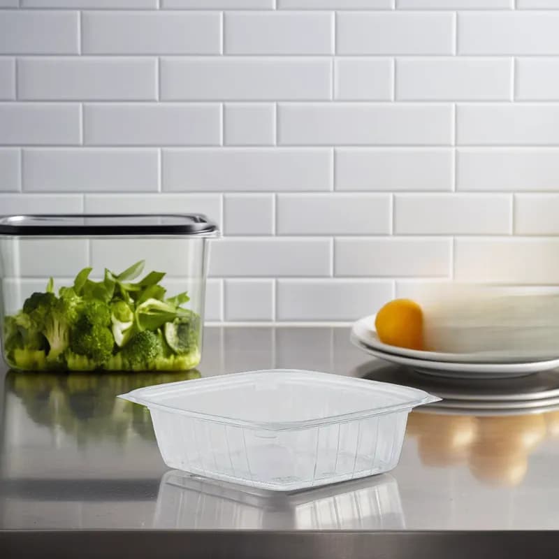 The BOTTLEBOX ® Deli Container Base 48 OZ RPET Clear Rectangle 500/Case