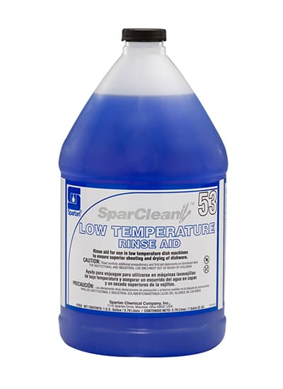SparClean® 53 Mild Scent Rinse Aid Rinse Aid 1 GAL Low Temperature Alkaline Liquid Low Temperature 4 Count/Case