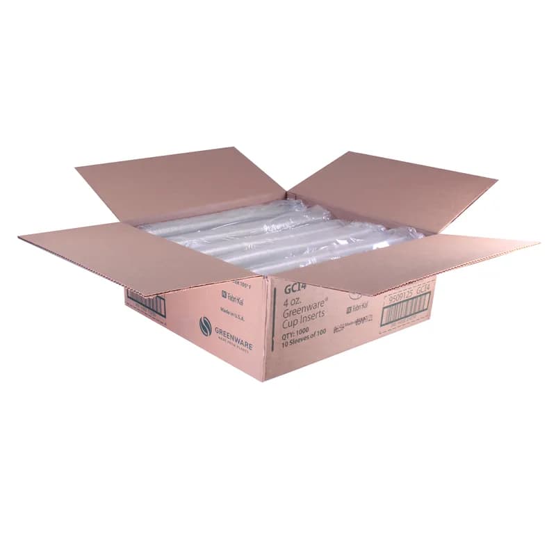 Greenware® Cold Single Compartment Cup Insert 4 OZ PLA Clear 1000/Case
