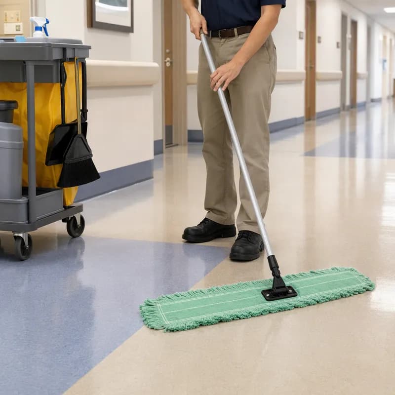 Dust Mop Green Disposable Velcro 1/Case