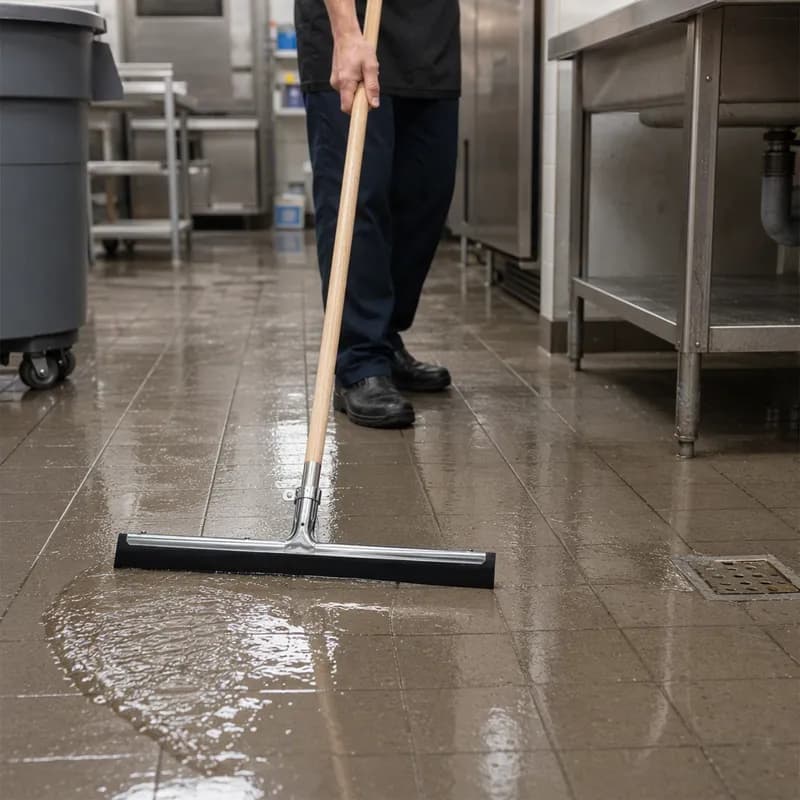 WaterWand™ Floor Squeegee Standard Steel Rubber Silver Black Straight With 22IN Head 1/Each