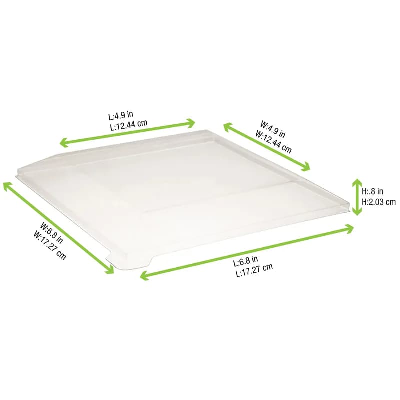 Lid Dome 6.88X6.88X0.78 IN PET Clear Square For Container Freezer Safe 100 Count/Case