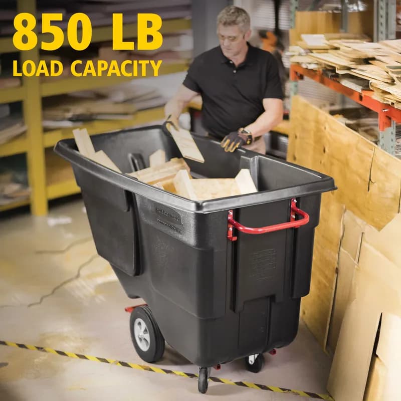 Utility Tilt Truck 32X69X43.75 IN 1 Cubic Yard 850 LB Black Red Resin FDA Approved Rotomolded 1/Each