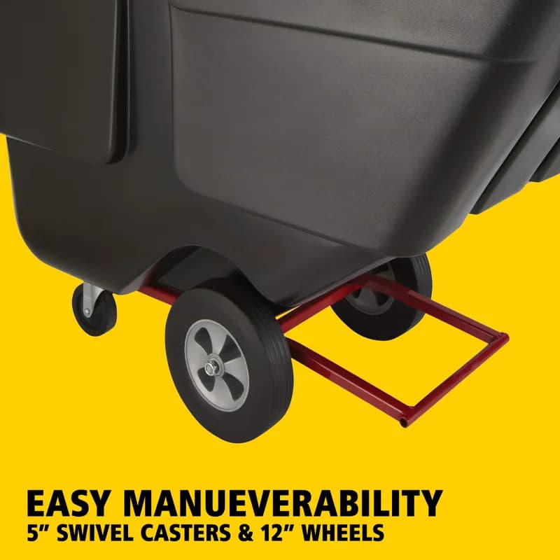 Utility Tilt Truck 32X69X43.75 IN 1 Cubic Yard 850 LB Black Red Resin FDA Approved Rotomolded 1/Each