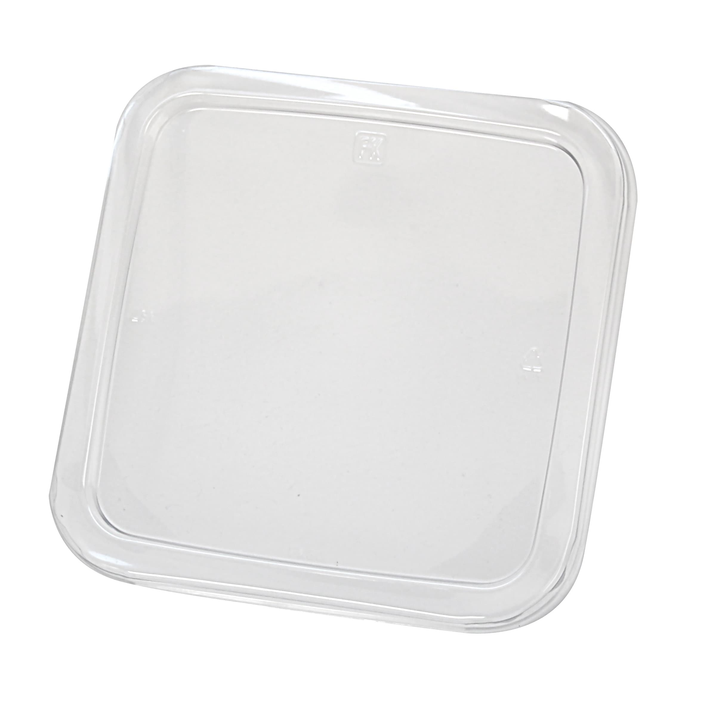 Lid Flat 6.3X6.3X0.5 IN RPET Clear Square For Container Recessed 300/Case