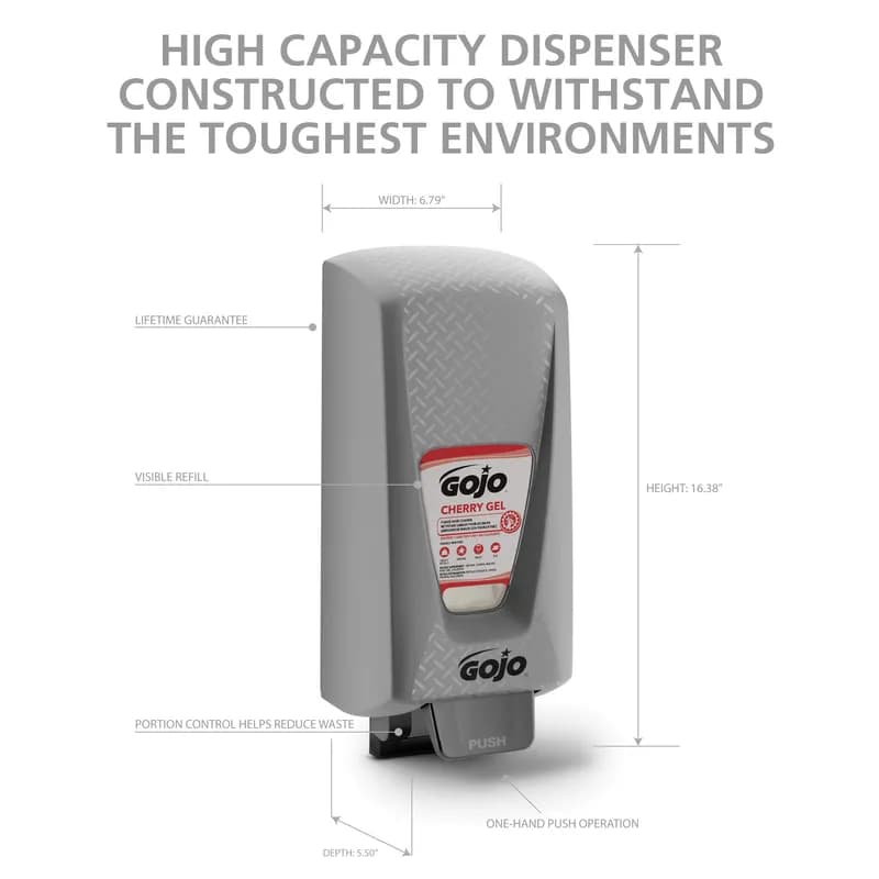GOJO® Soap Dispenser 5000 mL 21.19X9.56X7.63 IN Gray ABS Polypropylene (PP) For PRO TDX 5000 1/Each