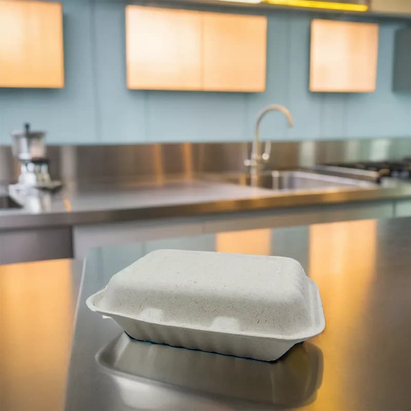 Victoria Bay Take-Out Container Hinged 9X6X3 IN Sugarcane Rectangle 300/Case