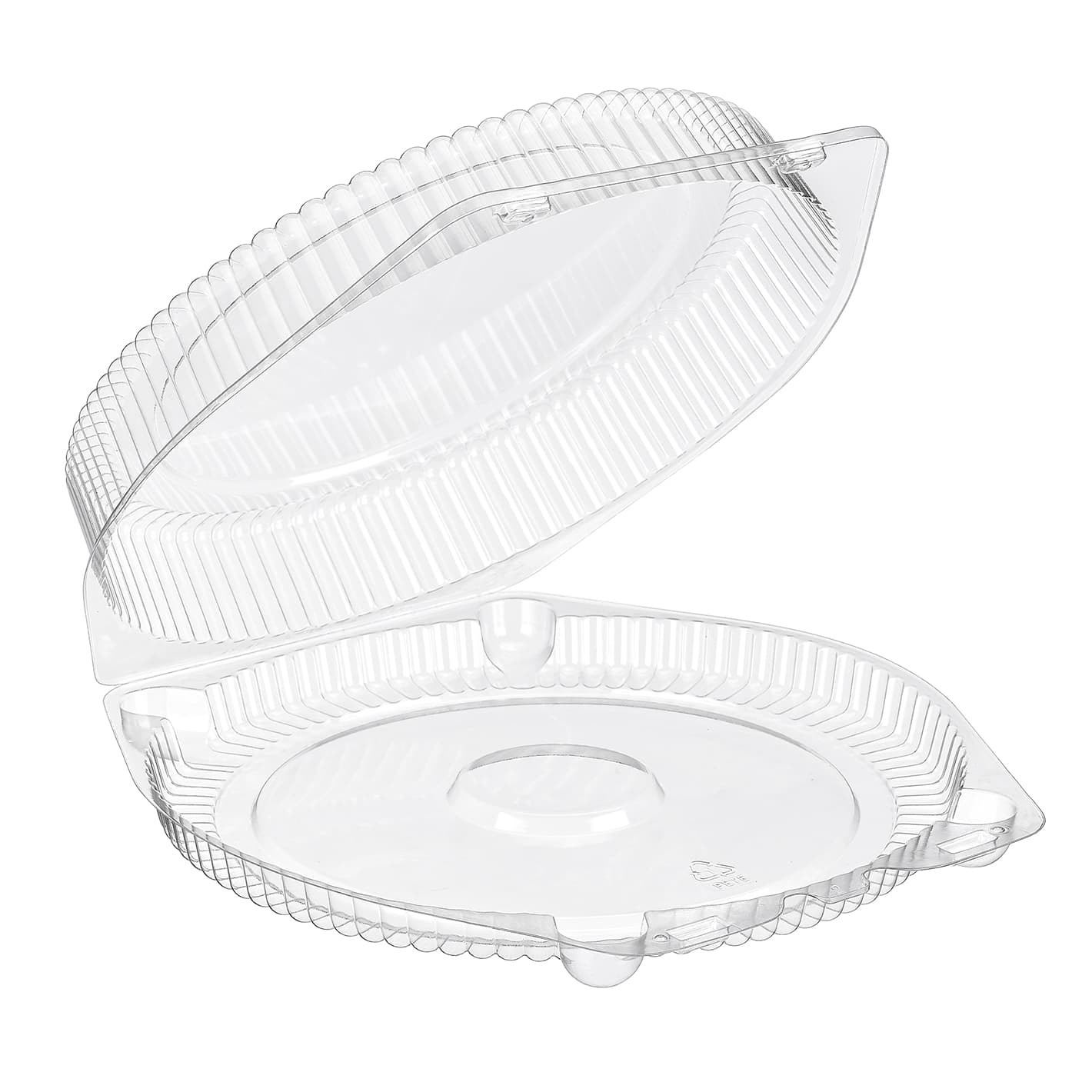 Essentials SureLock Cake Hinged Container With Dome Lid 10X10.3125X2.3125 IN RPET Clear Round 200/Case