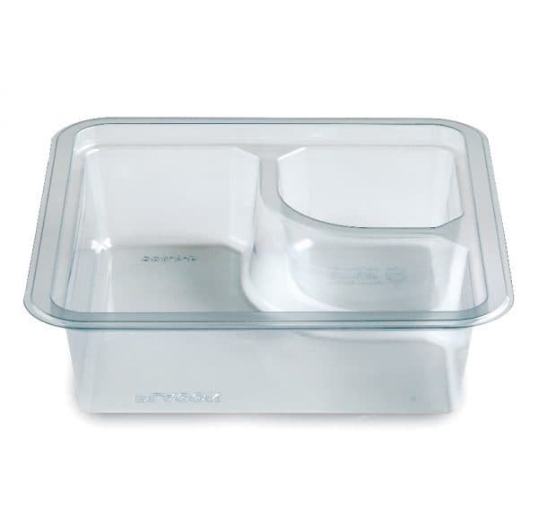Fresh 'n Clear® GoCube® Take-Out Container Base 30 OZ 2 Compartment PET Clear 200/Case