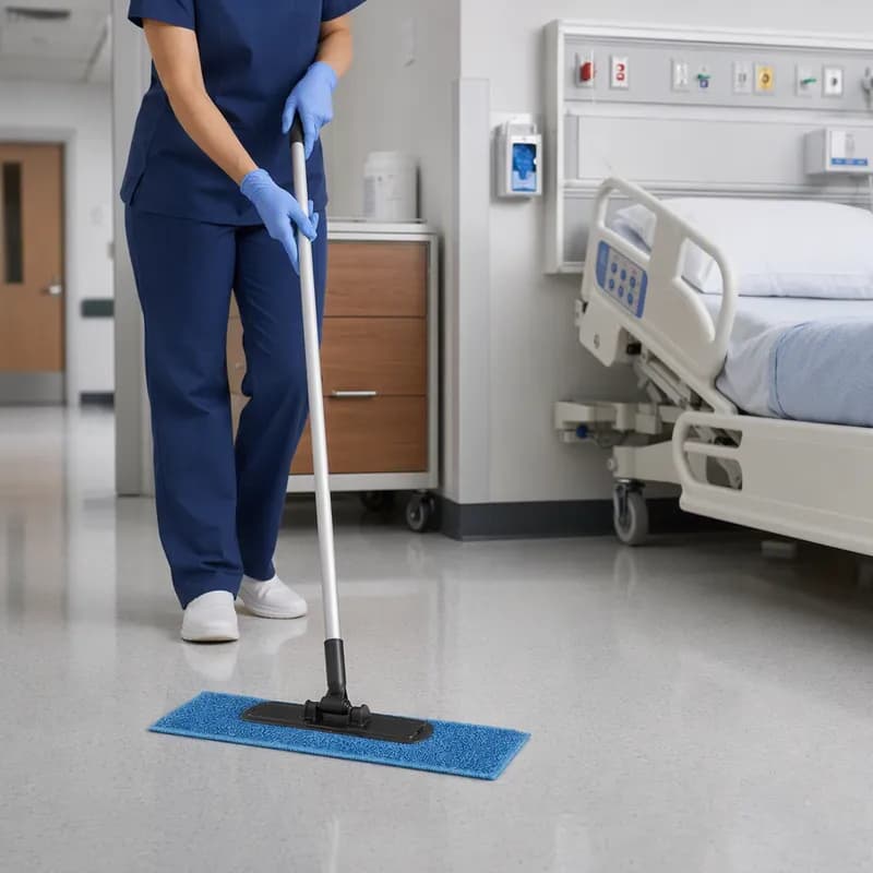 Damp Mop 18 IN Blue Microfiber Flat Launderable 1/Each