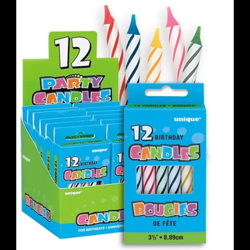 Birthday Candle Assorted Birthday Spiral 12/Box