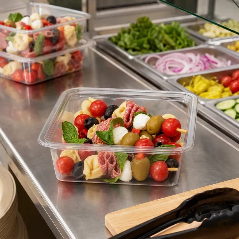 Fresh 'n Clear® GoCube® Deli Container Base 48 OZ PET Clear Square 200/Case