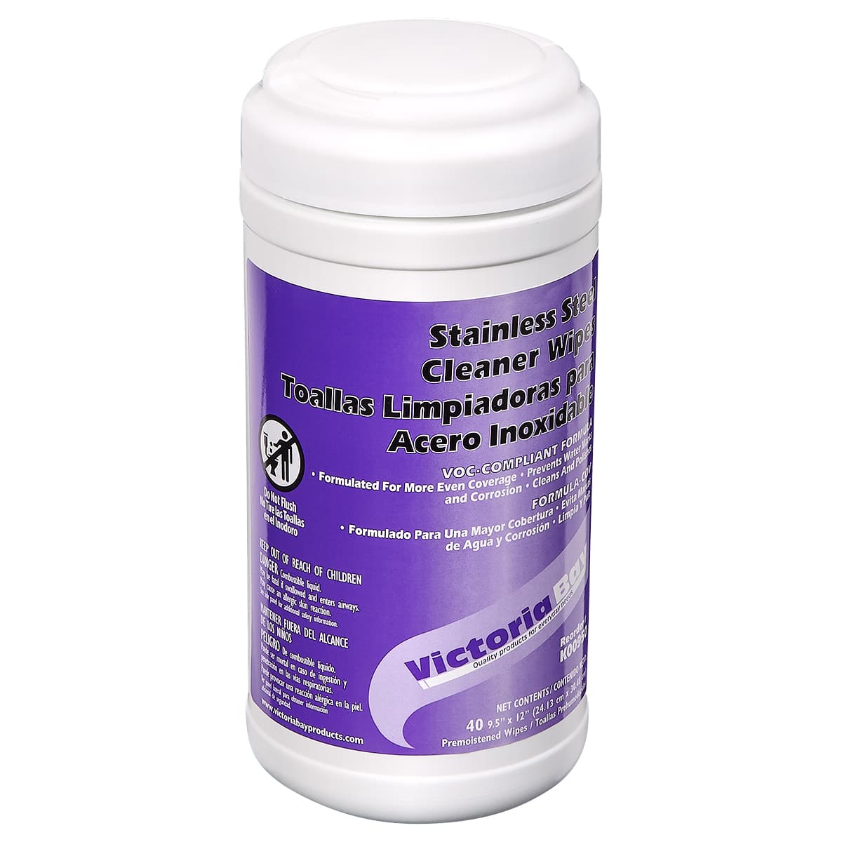 Victoria Bay Stainless Steel Wipes 40 Count/Pack 6 Count/Case