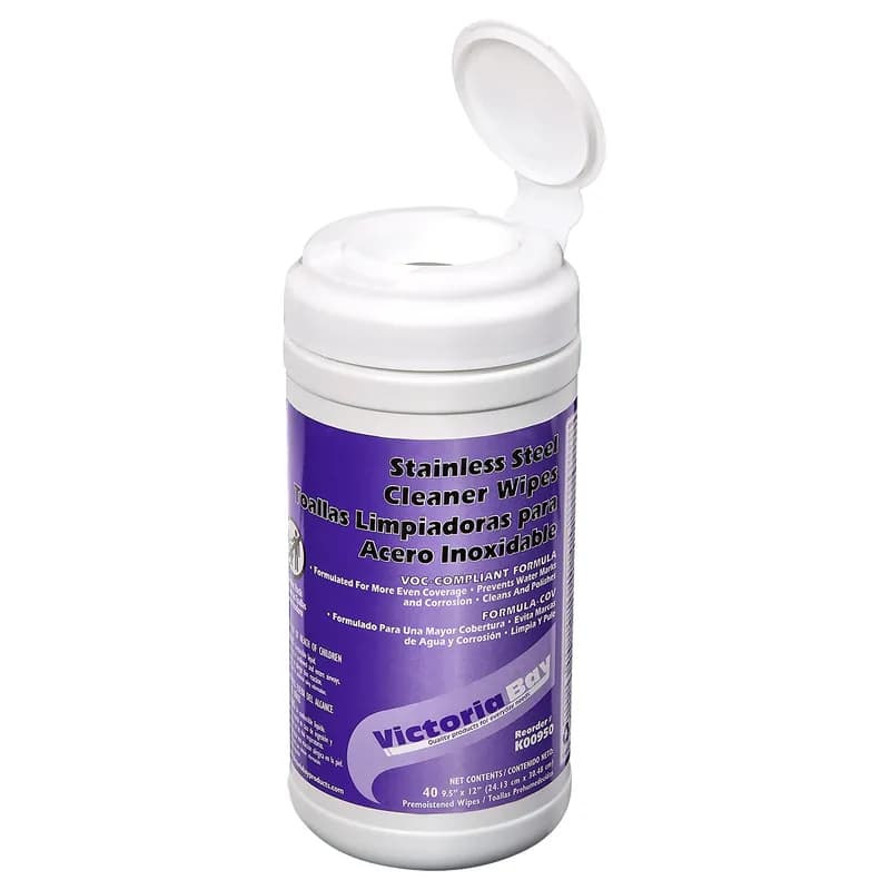 Victoria Bay Stainless Steel Wipes 40 Count/Pack 6 Count/Case