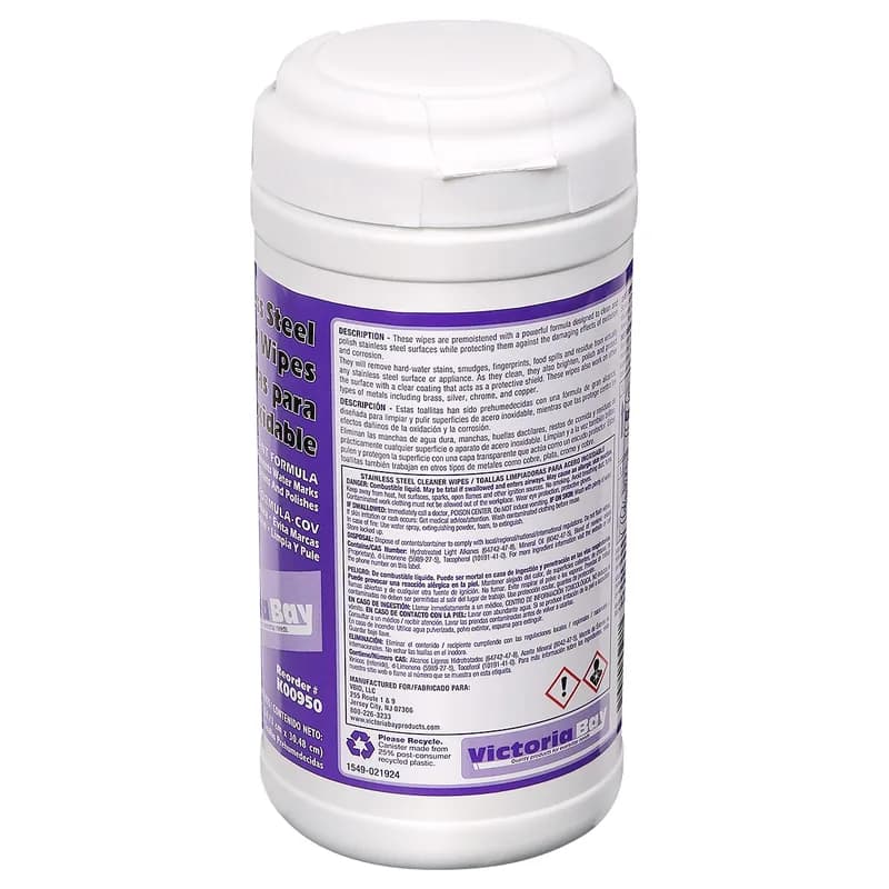 Victoria Bay Stainless Steel Wipes 40 Count/Pack 6 Count/Case