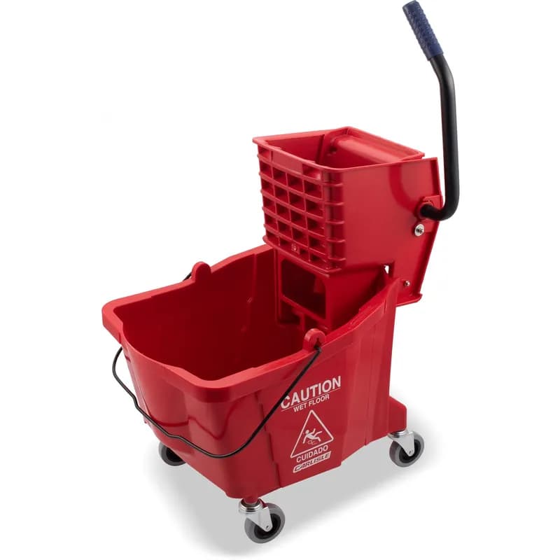 Mop Bucket & Wringer 35 QT PP Red Side Press 1/Each