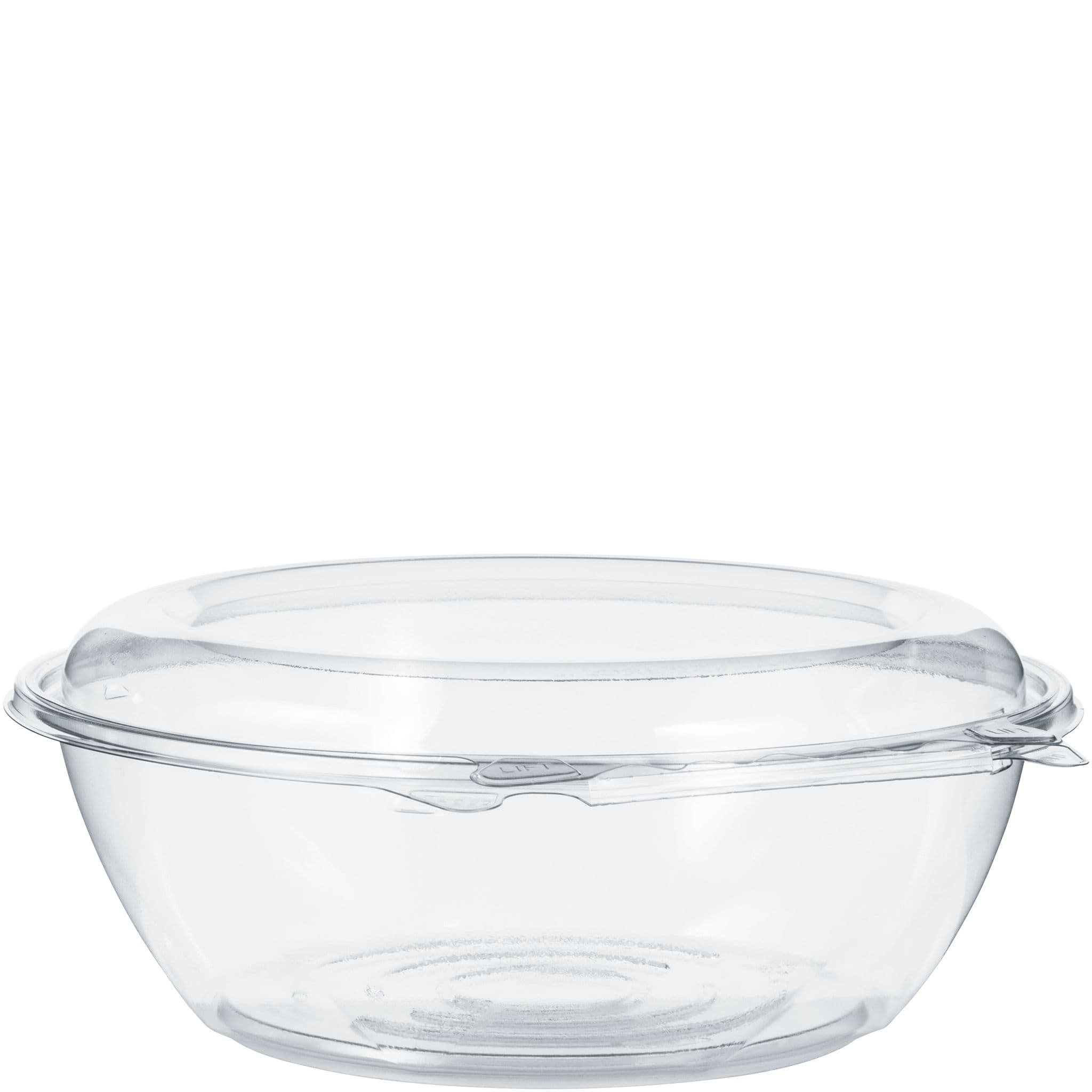 Dart® Safeseal™ Cold Bowl & Lid Combo With Dome Lid 48 OZ PET Clear Round 50 Count/Pack 2 Packs/Case 100 Count/Case