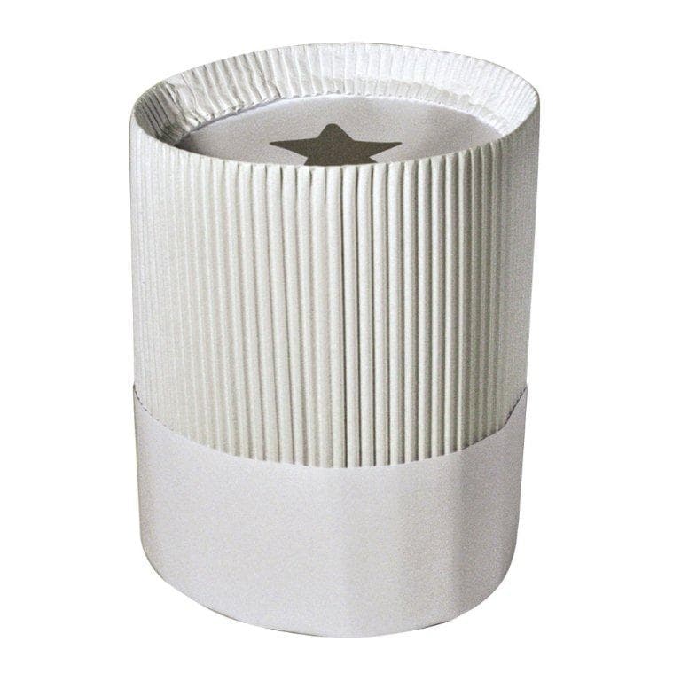 Adult Chef Hat 9 IN White Paper Disposable Fluted 12 Count/Pack 1 Packs/Case