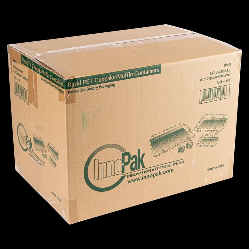Cupcake Hinged Container With Dome Lid 6 CT 9.63X6.88X3.7 IN PET Clear 150/Case