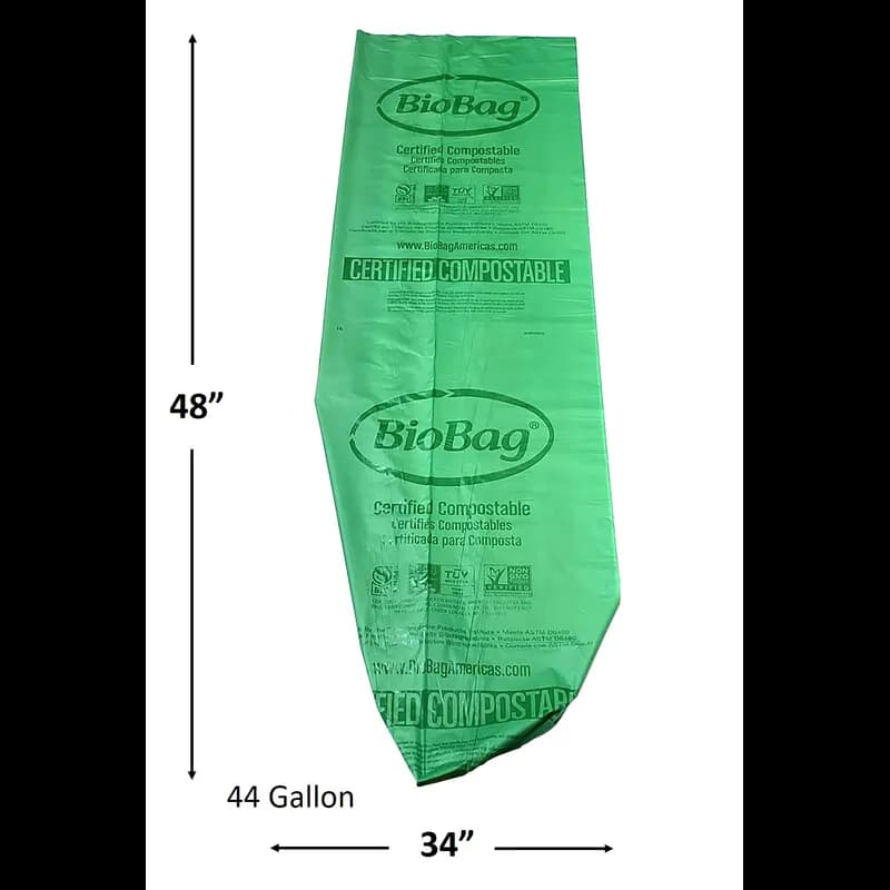 Compostable Liner 34X48 IN 44 GAL Green Plant Fiber 0.88MIL 10 Count/Pack 8 Packs/Case 80 Count/Case