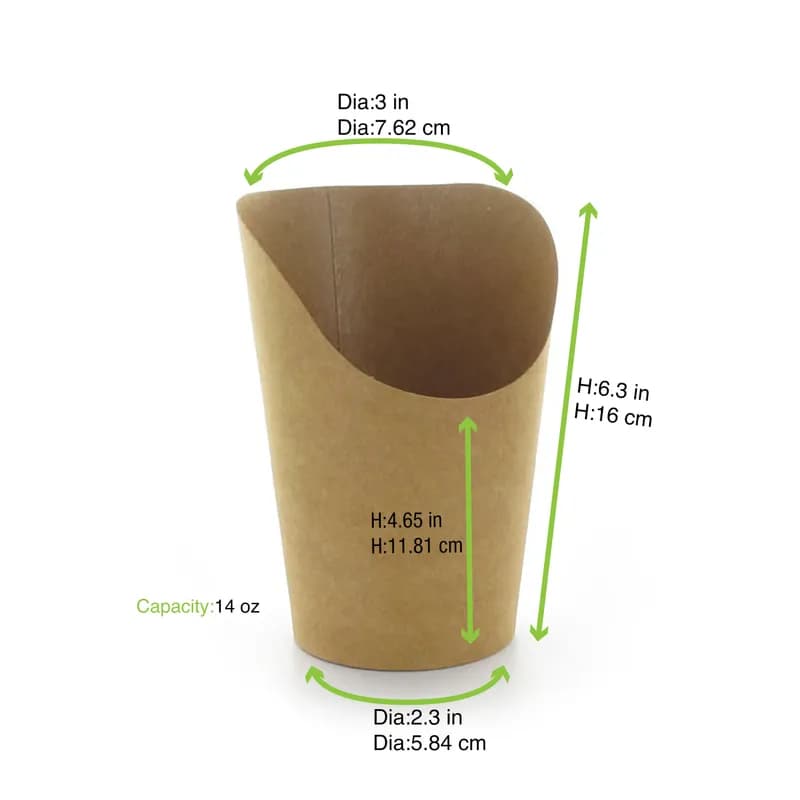 Wrap Cup & Scoop Base 3X6.3 IN Paper Kraft Grease Resistant 50 Count/Pack 20 Packs/Case 1000 Count/Case