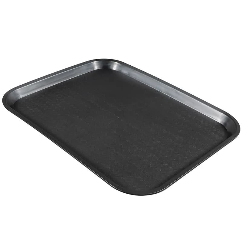 Fast Food Tray 17.375X13.875X1 IN Plastic Black Rectangle 1/Each