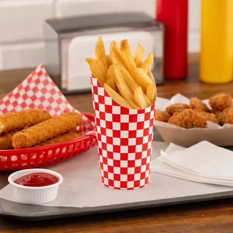 French Fry Cup & Scoop 3.25X5.625 IN Paperboard White Red 1000/Case