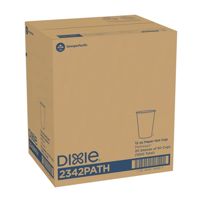 Dixie® Hot Cup 12 OZ Single Wall Poly-Coated Paper Multicolor Pathways 1000/Case