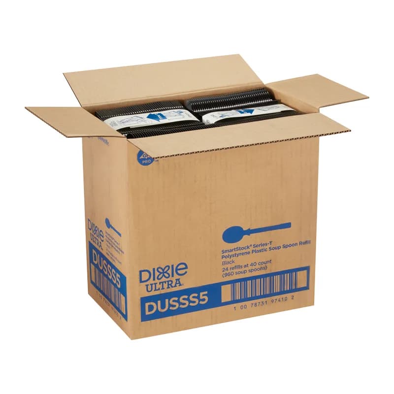 Dixie® Ultra SmartStock® Series-T Soup Spoon PS Black Medium Weight Refill 960/Case