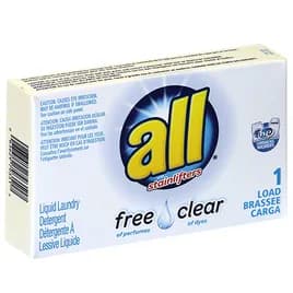 All® Free Clear Unscented Laundry Detergent 1.6 OZ Liquid 100/Case