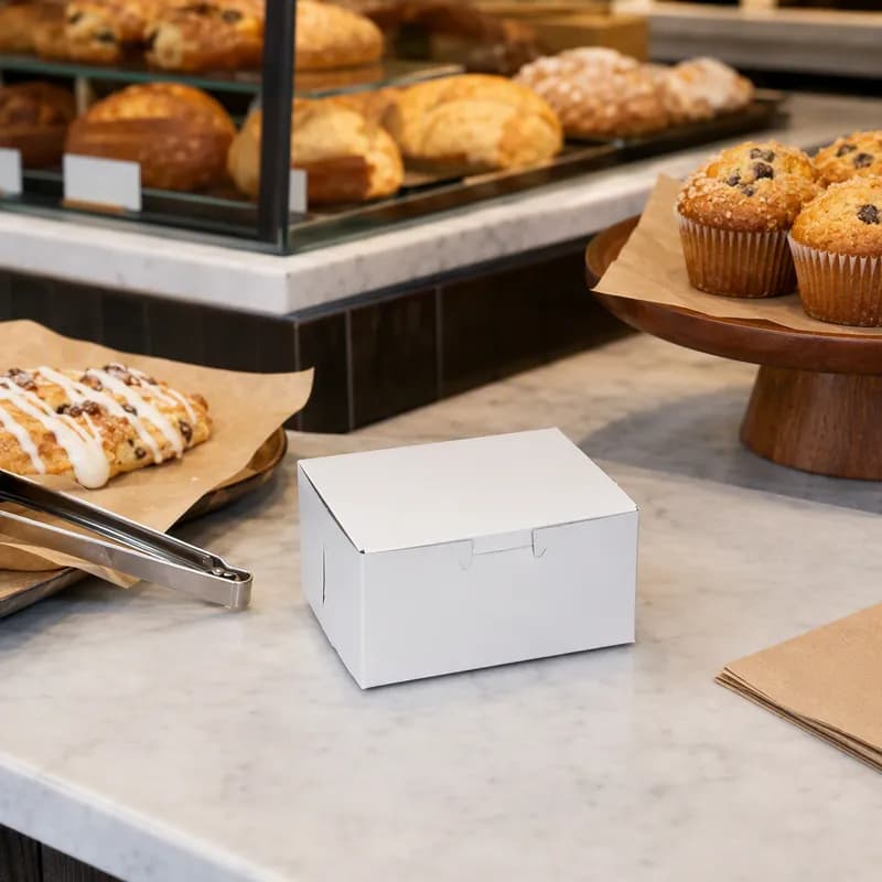Bakery Box 5.5X4X2.875 IN Paperboard White Corner Lock 1-Piece 250/Case