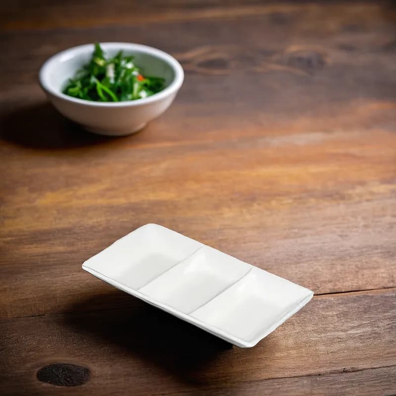 Sauce Dish 1.5 OZ 3 Compartment China Porcelain White 1/Each
