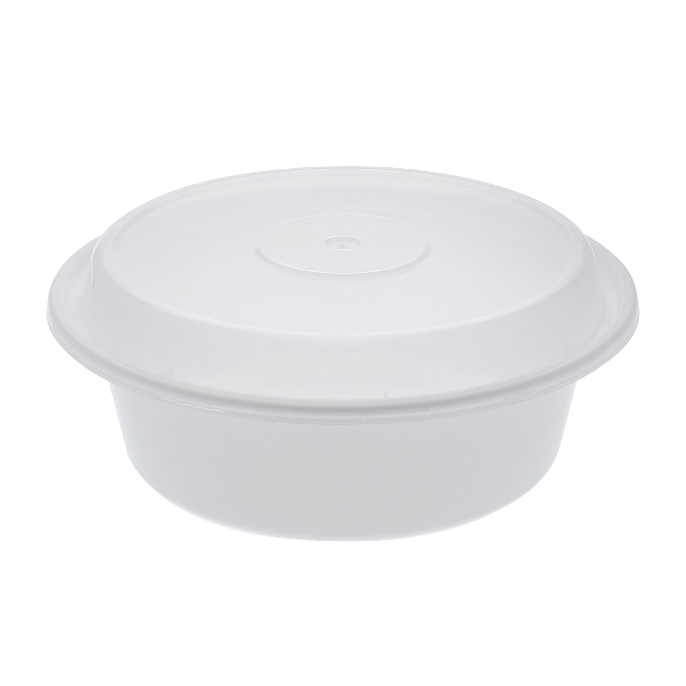 Take-Out Container Base & Lid Combo With Dome Lid 32 OZ PP White Clear Round 150/Case