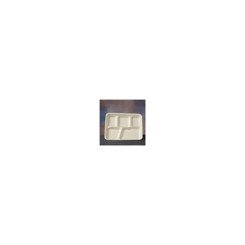 Cafeteria & School Lunch Tray 5 Compartment Polystyrene Foam White 500/Case