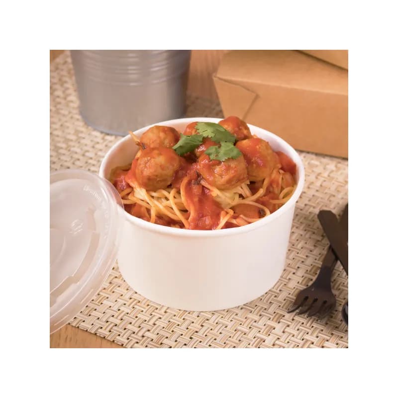 Karat® Food Container Base 24 OZ Double Wall Poly-Coated Paper White Round 600/Case