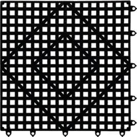 Bar Mat 12X12 IN PVC Black Light Weight Interlocking 1/Each