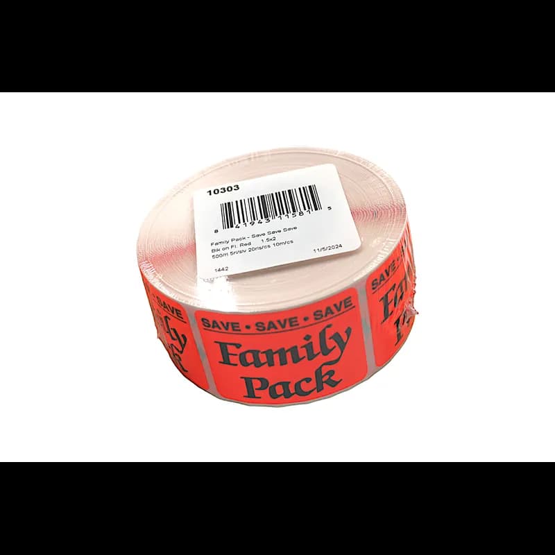 Save Save Save Family Pack Meat Value Family Label 1.5X2 IN Black Red Rectangle 500 Count/Roll 20 Rolls/Case