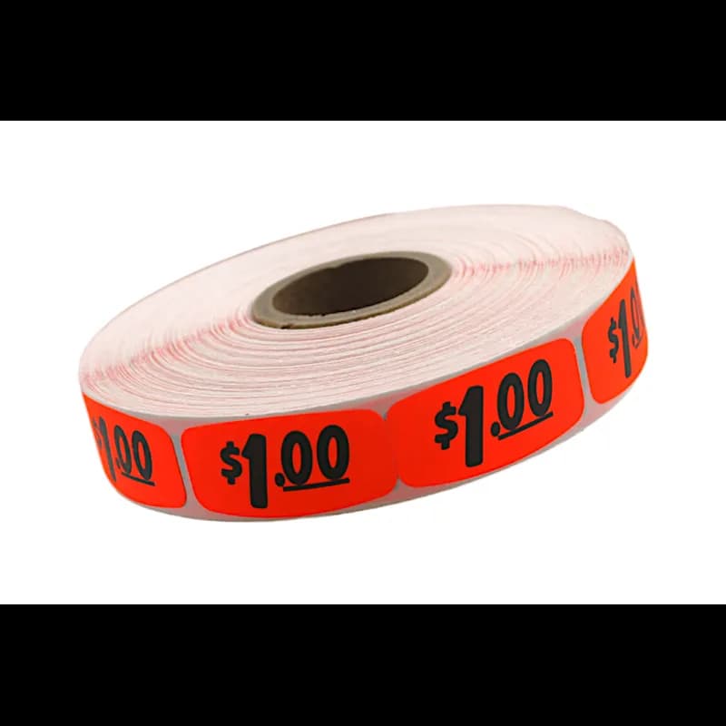 1 Price Label 0.625X1.25 IN Black Fluorescent Red Short Oval 1000 Count/Roll 50 Rolls/Case 50000 Count/Case