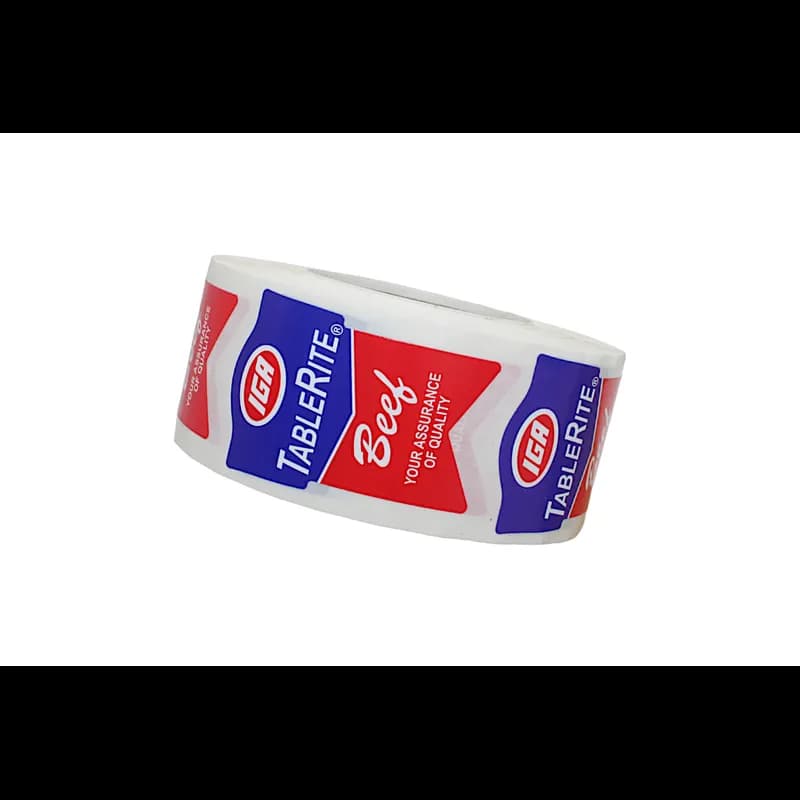 IGA TableRite Beef Meat Beef Label 1.25X1.875 IN Blue Red Ribbon 500 Count/Roll 20 Rolls/Case 10000 Count/Case