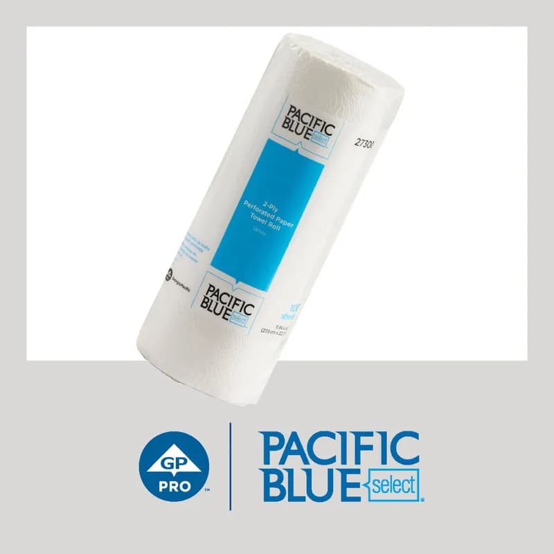 Pacific Blue Select Roll Paper Towel 9X11 IN 2PLY White Hardwound Perforated 100 Sheets/Roll 30 Rolls/Case