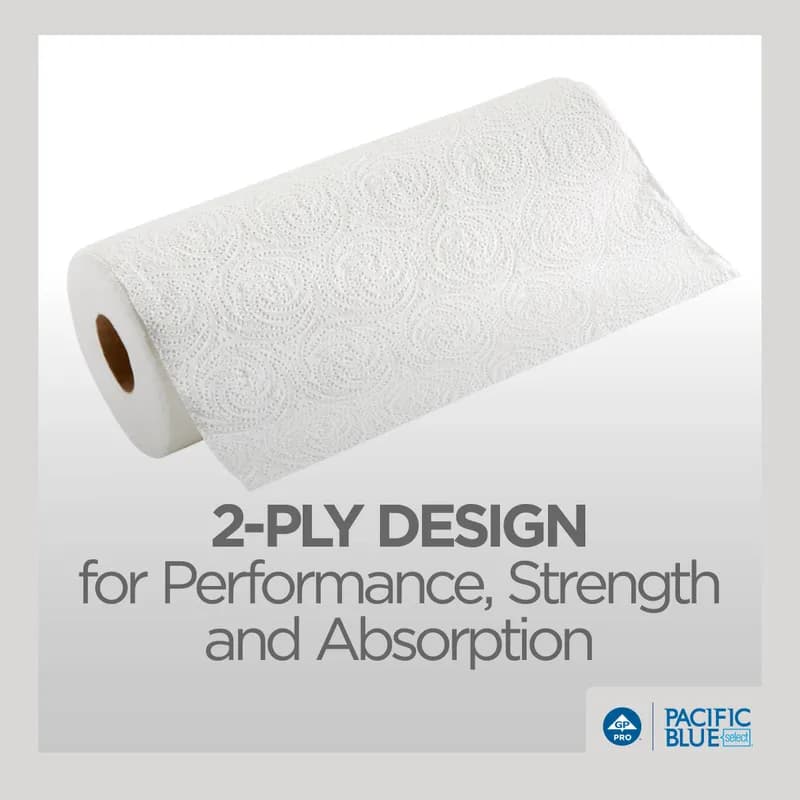 Pacific Blue Select Roll Paper Towel 9X11 IN 2PLY White Hardwound Perforated 100 Sheets/Roll 30 Rolls/Case