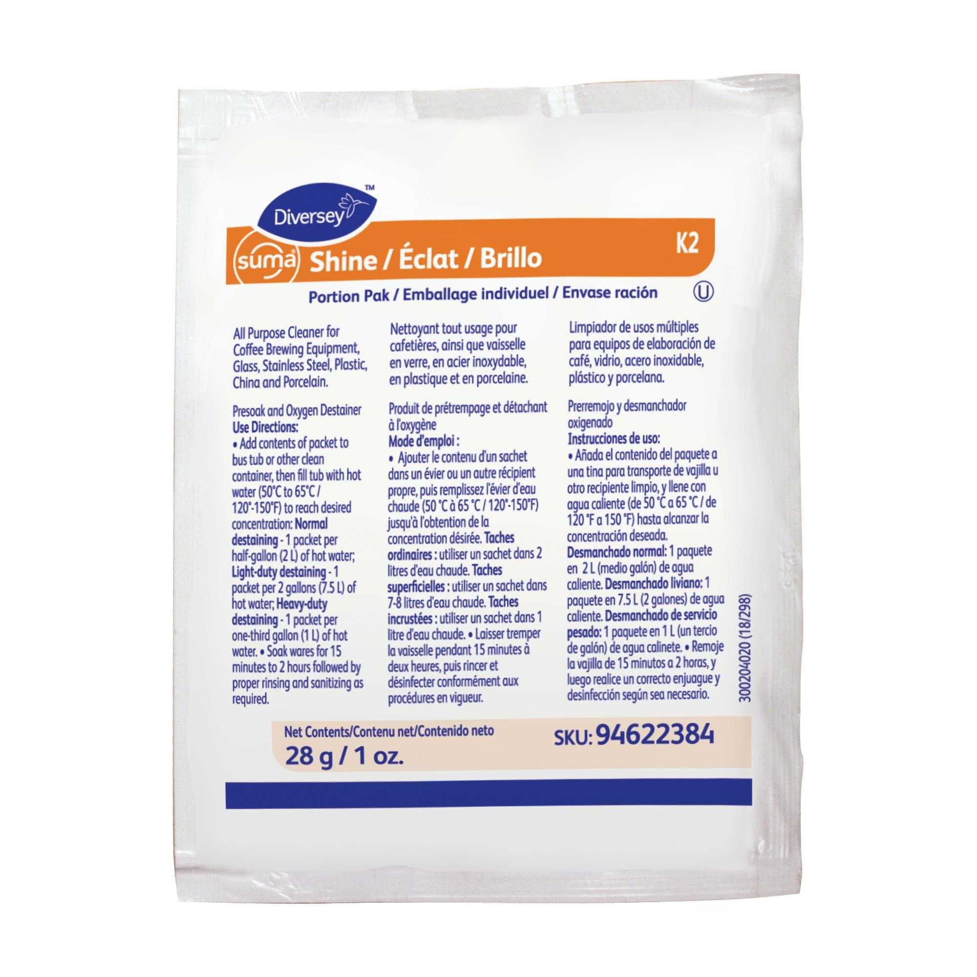 Suma® Odorless Dish Presoak & Destainer 1 OZ Powder Kosher 100/Pack