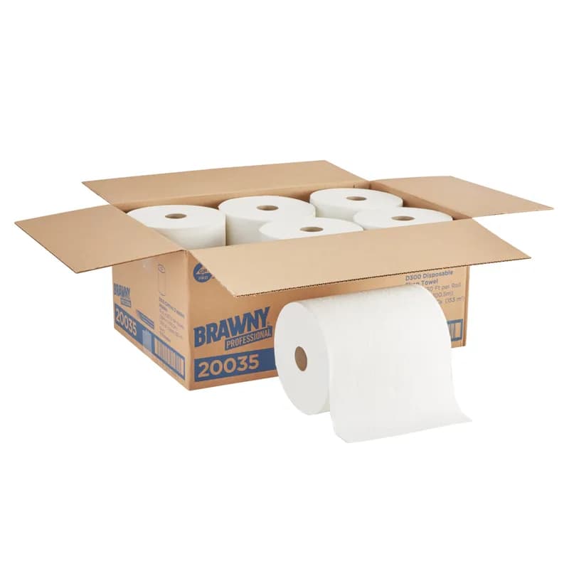 Brawny® Professional Roll Paper Towel 10X10 IN 330 FT 1PLY White Disposable Refill 330 Sheets/Roll 6 Rolls/Case