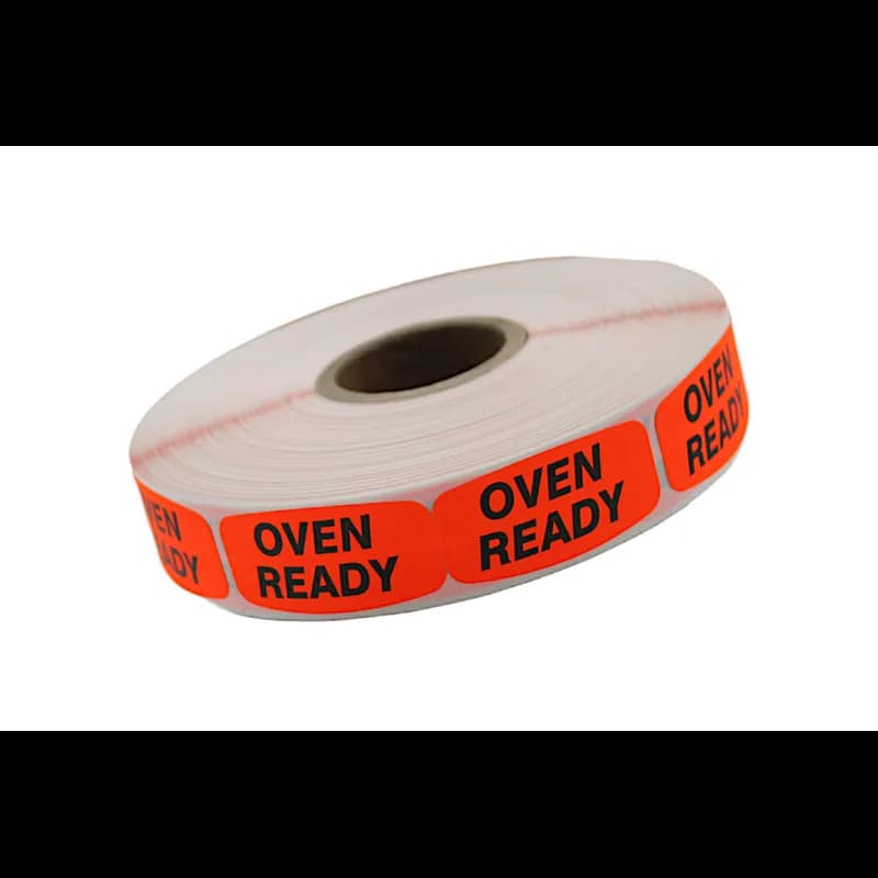 Oven Ready Label 0.625X1.25 IN Black Fluorescent Red Short Oval 1000 Count/Roll 50 Rolls/Case 50000 Count/Case