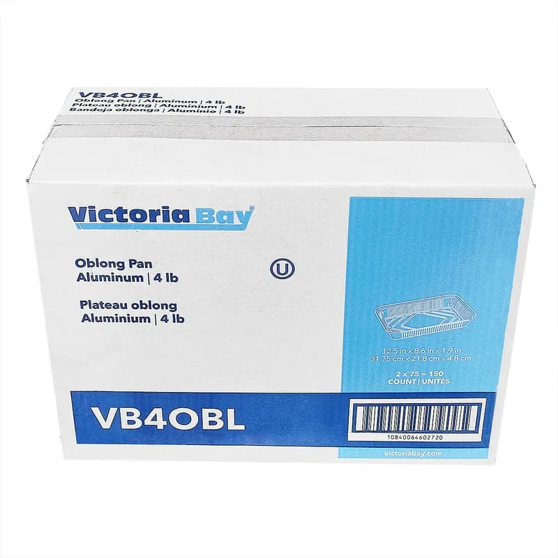 Victoria Bay Take-Out Container Base 64 OZ Aluminum Silver Oblong 150/Case