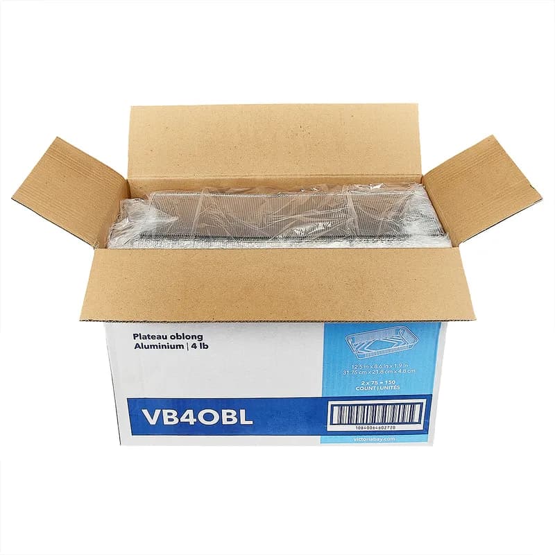 Victoria Bay Take-Out Container Base 64 OZ Aluminum Silver Oblong 150/Case