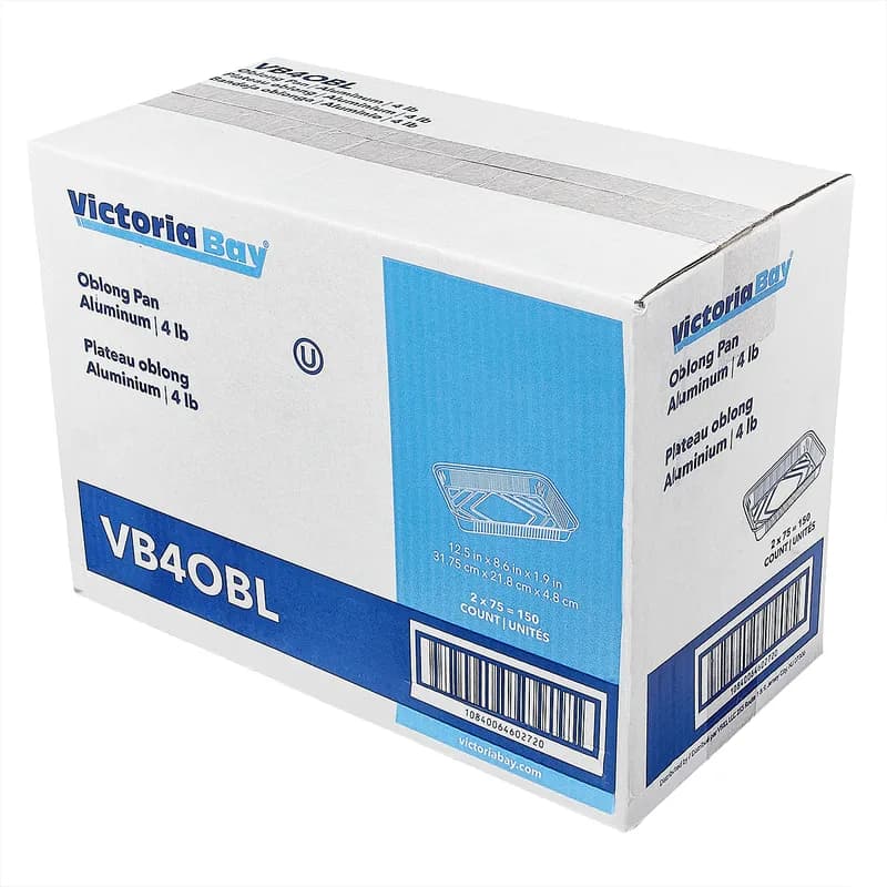 Victoria Bay Take-Out Container Base 64 OZ Aluminum Silver Oblong 150/Case